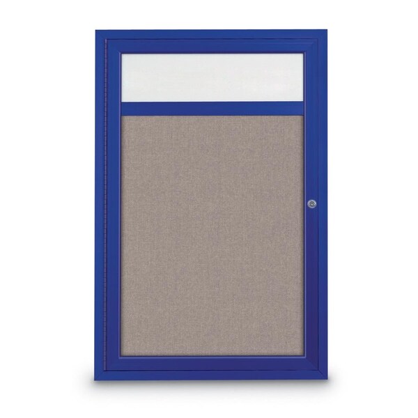 Slim Enclosed Corkboard, 30"x30", Satin Alum Frame/Surf